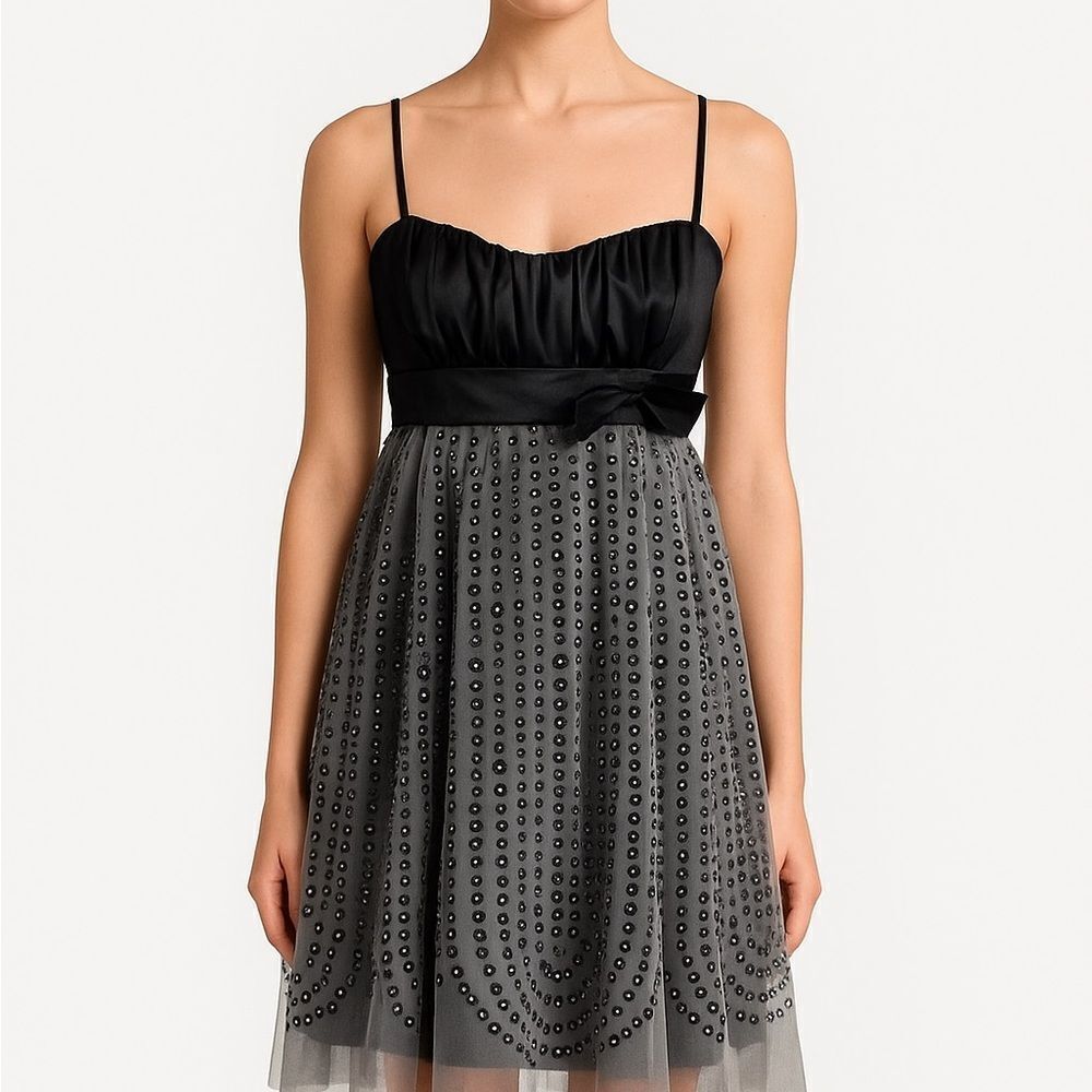 Brand New Love Tease Juniors Size 11 Black Spaghetti Strap Rhinestone Dress